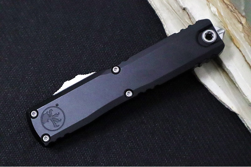 Microtech Ultratech Gen IV OTF - Stonewashed Finish / Tanto Blade / Black Anodized Aluminum Handle 11234-10