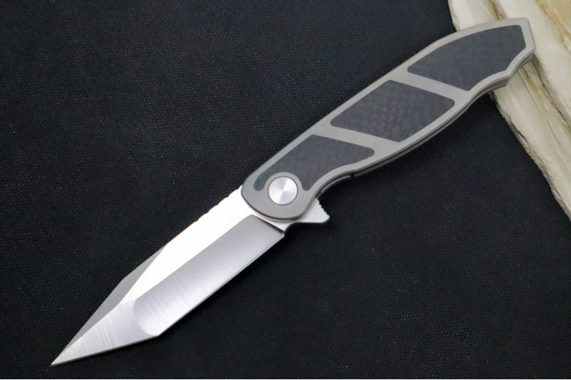 Jim Skelton Knives Scaphoid - Carbon Fiber & Titanium Handle / Satin Flats / Tanto Blade / CPM-S90V Steel