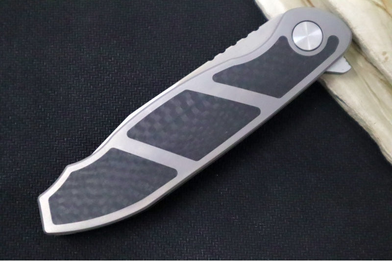 Jim Skelton Knives Scaphoid - Carbon Fiber & Titanium Handle / Satin Flats / Tanto Blade / CPM-S90V Steel