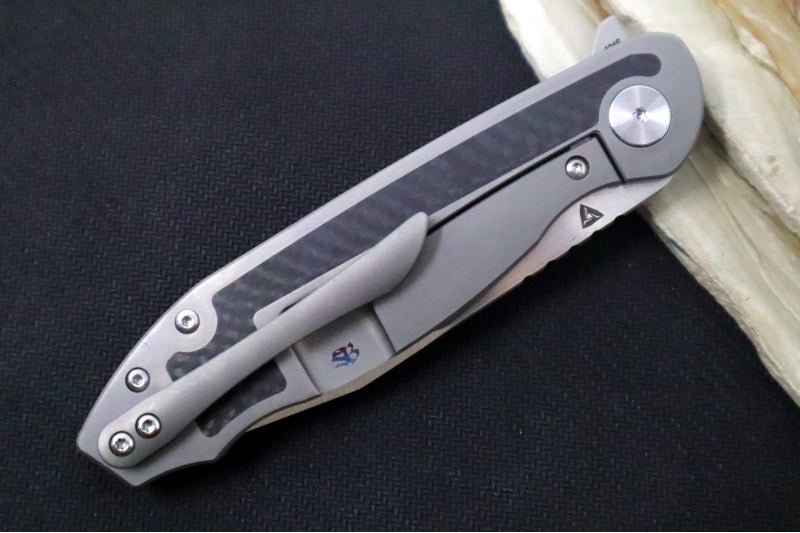 Jim Skelton Knives Scaphoid - Carbon Fiber & Titanium Handle / Satin Flats / Tanto Blade / CPM-S90V Steel - Northwest Knives