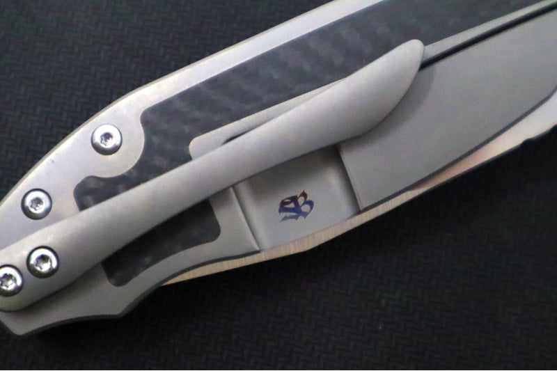 Jim Skelton Knives Scaphoid - Carbon Fiber & Titanium Handle / Satin Flats / Tanto Blade / CPM-S90V Steel