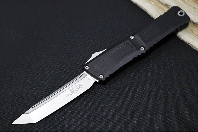 Microtech Combat Troodon OTF Gen III - Stonewashed Finish / Tanto Blade / Black Anodized Aluminum Handle - 1144-10