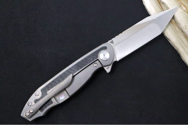 Jim Skelton Knives Scaphoid - Carbon Fiber & Titanium Handle / Satin Flats / Tanto Blade / CPM-S90V Steel