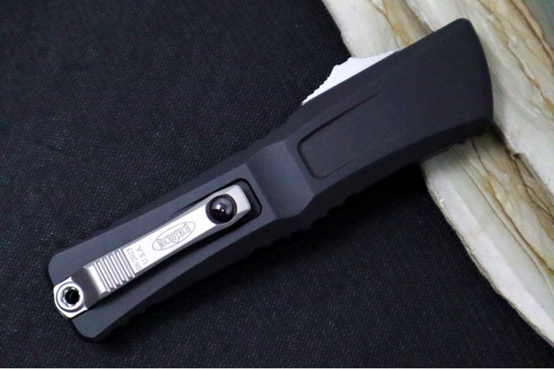 Microtech Combat Troodon OTF Gen III - Stonewashed Finish / Tanto Blade / Black Anodized Aluminum Handle - 1144-10