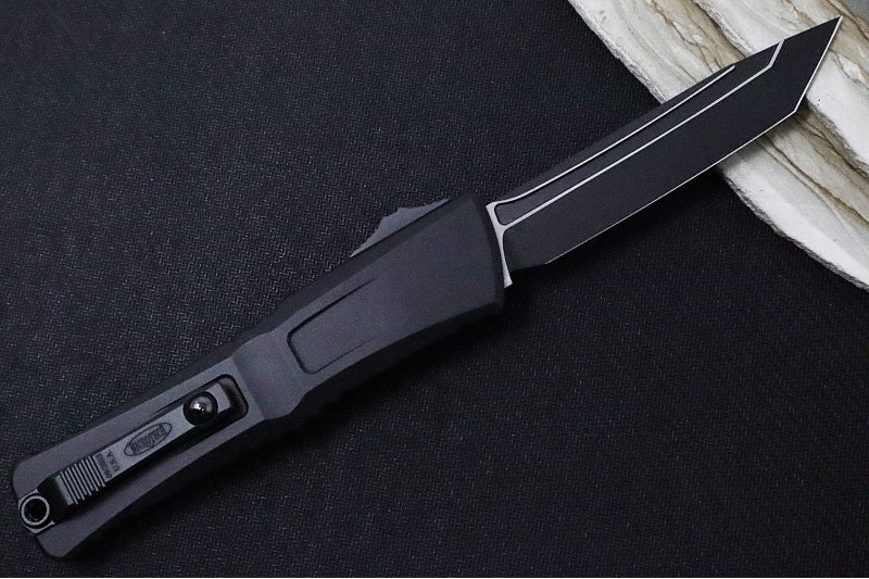 Microtech Combat Troodon OTF Gen III Tactical - Black Finish / Tanto Blade / Black Anodized Aluminum Handle & Black Hardware - 1144-1T