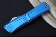 Microtech Combat Troodon OTF Gen III - Apocalyptic Finish / Drop Point Blade / Blue Anodized Aluminum Handle - 1143-10APBL - Northwest Knives