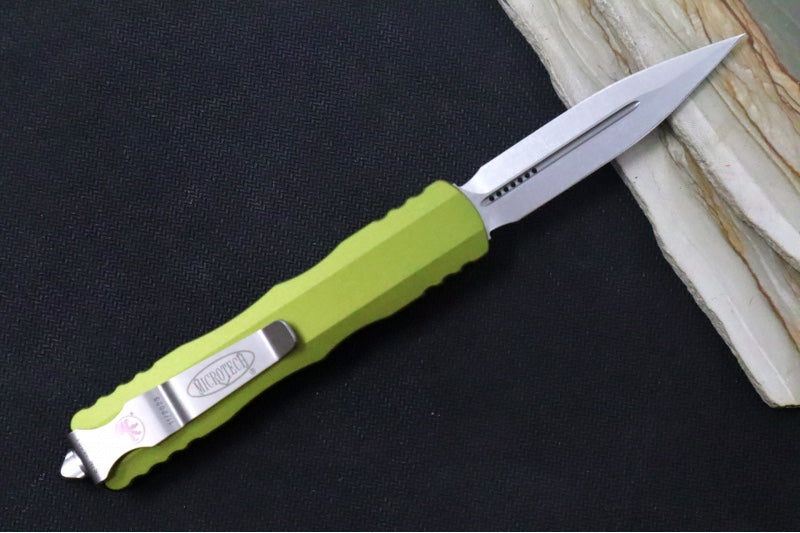 Microtech Dirac OTF - Dagger Blade / Stonewashed Finish / OD Green Anodized Aluminum Handle 225-10OD