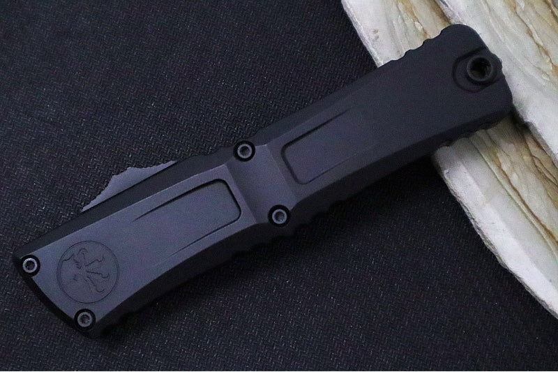 Microtech Combat Troodon OTF Gen III Tactical - Black Finish / Fully Serrated Dagger Blade / Black Anodized Aluminum Handle - 1142-3T