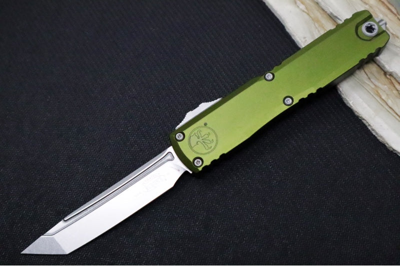 Microtech Ultratech Gen IV OTF - Stonewash Finish / Tanto Blade / OD Green Anodized Aluminum Handle 11234-10OD