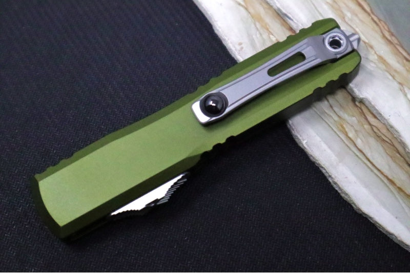 Microtech Ultratech Gen IV OTF - Stonewash Finish / Tanto Blade / OD Green Anodized Aluminum Handle 11234-10OD - Northwest Knives