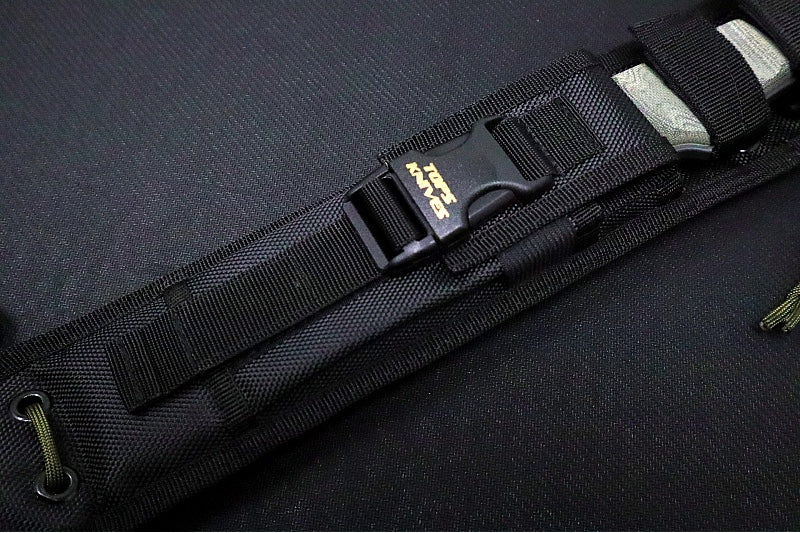 Tops Longhorn Bowie Sniper Grey with Rocky Mountain Tread - 1095 Steel / Rocky Mountain Tread Styled Handle in Black Canvas Micarta Handle / Black Ballistic Nylon Sheath LONGB-06