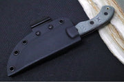 Tops Mini Tom Brown Tracker #4 - 1095 Steel / Black Linen Micarta Handle / Black Kydex Sheath TBT-040 - Northwest Knives