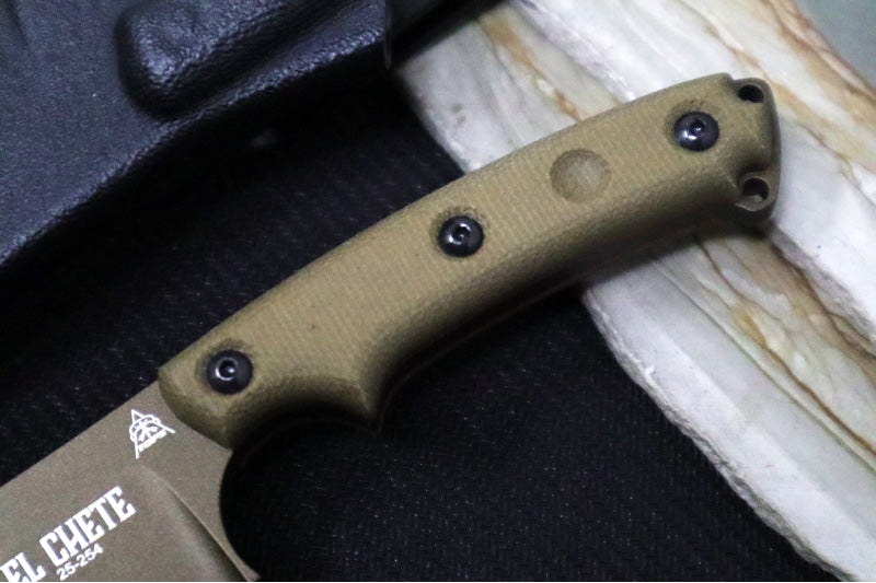 Tops El Chete Mini - 1095 Steel / Green Canvas Micarta Handle / Black Kydex Sheath ELCHM-01 - Northwest Knives