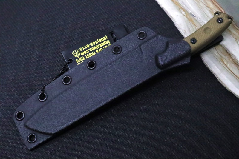 Tops El Chete Mini - 1095 Steel / Green Canvas Micarta Handle / Black Kydex Sheath ELCHM-01 - Northwest Knives