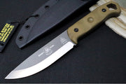 Tops Brakimo Fixed Blade - 1095 Steel / Green Canvas Micarta Handle / Black Kydex Sheath BRAK-02 - Northwest Knives