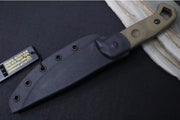 Tops Brakimo Fixed Blade - 1095 Steel / Green Canvas Micarta Handle / Black Kydex Sheath BRAK-02 - Northwest Knives