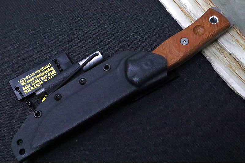 Tops BOB Fieldcraft Tumbled - 1095 Steel / Tan Micarta Handle / Kydex Sheath BROS-TBF