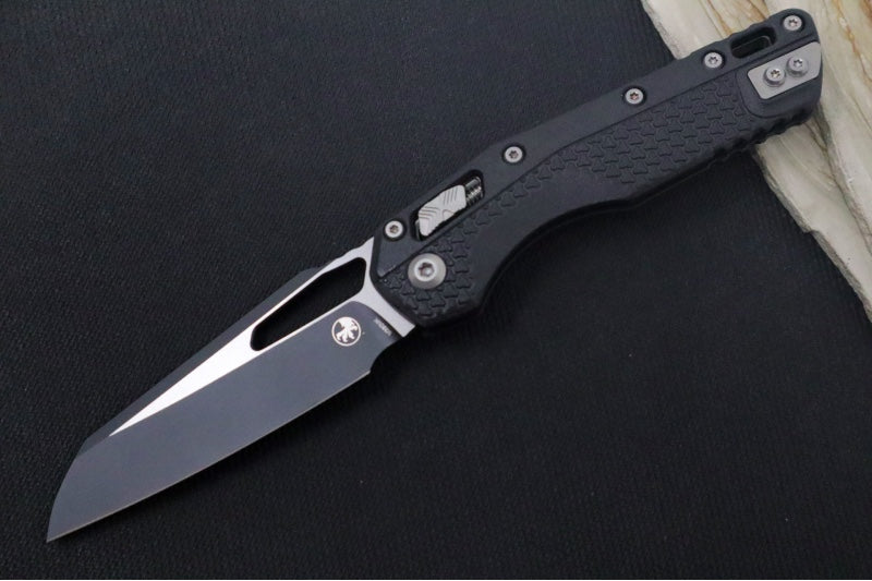 Microtech MSI Manual Folder - Two-Toned Black Finished Blade / Black Polymer w/ Trim-Grip Handle 210T-1PMBK