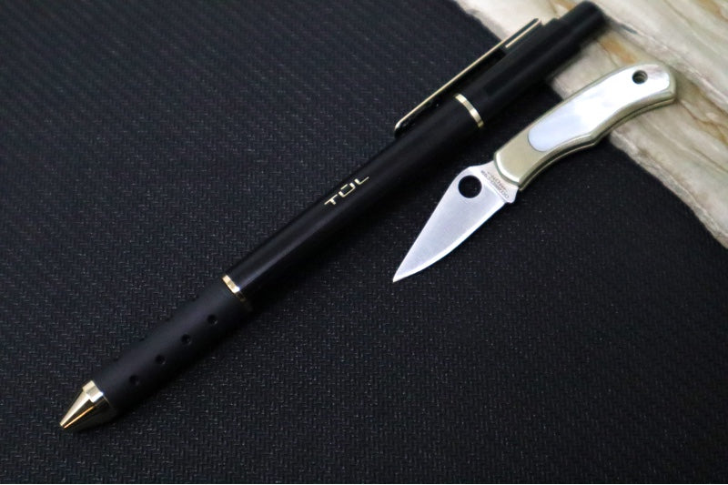 Spyderco Bug Micro Slipjoint - Bronzed Nickel Handle with Abalone Inlay / Leaf Shaped Blade / Sandvik 12C27 Steel / Satin Finish C133AP