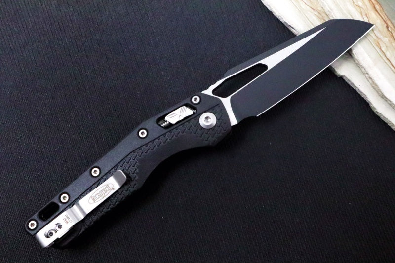 Microtech MSI Manual Folder - Two-Toned Black Finished Blade / Black Polymer w/ Trim-Grip Handle 210T-1PMBK