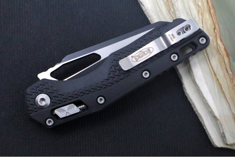 Microtech MSI Manual Folder - Two-Toned Black Finished Blade / Black Polymer w/ Trim-Grip Handle 210T-1PMBK