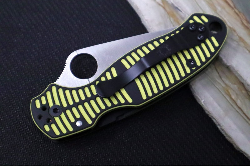 Spyderco Paramilitary 3 Salt - Yellow & Black G-10 / CPM-Magnacut Steel / Satin Finish - C223BBKYLMCP - Northwest Knives