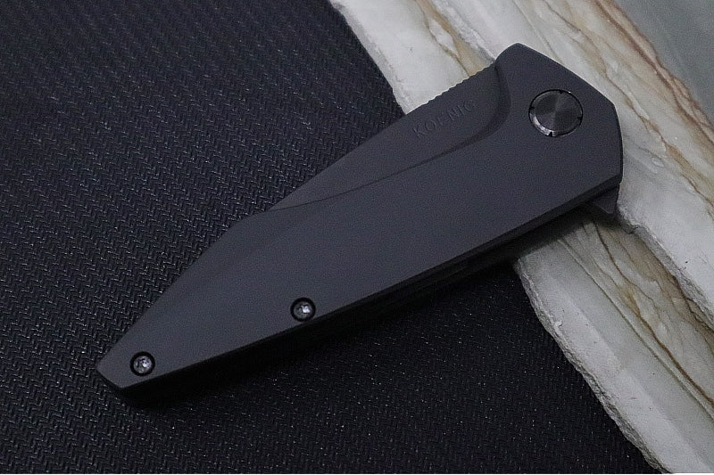 Koenig Mini Goblin - Black Matte DLC Handle - Black Matte DLC Finished Blade - Black Anodized Spacer & Hardware MG18188888 - Northwest Knives