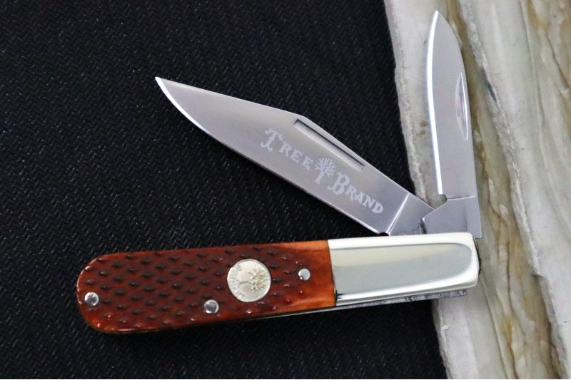 Boker Treebrand 2BLD Barlow - Barlow Brown Checkered Bone Handle / D2 Steel / Satin Finish 110892