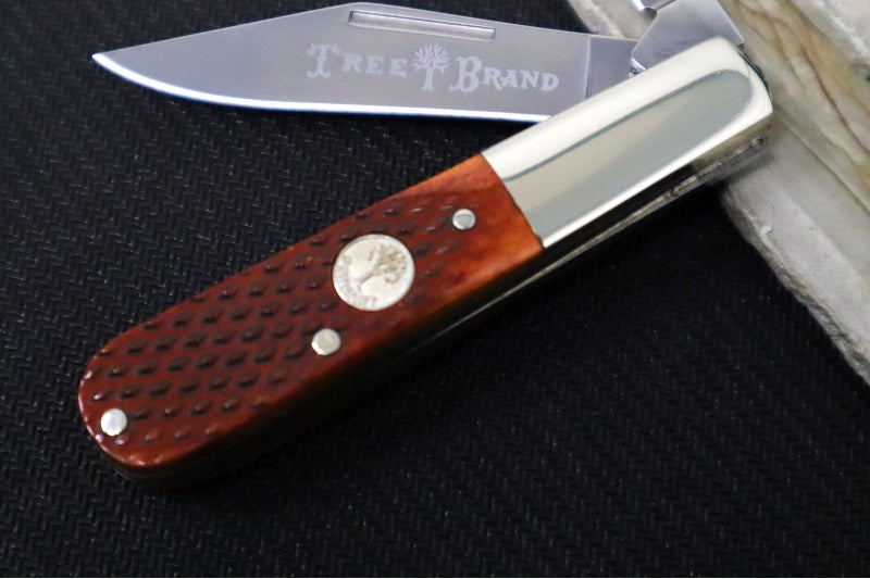 Boker Treebrand 2BLD Barlow - Barlow Brown Checkered Bone Handle / D2 Steel / Satin Finish 110892