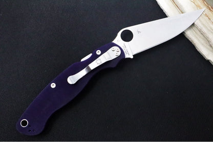 Spyderco Military 2 - CPM-S110V Steel / Satin Blade / Purple G-10 Handle C36GPDBL2