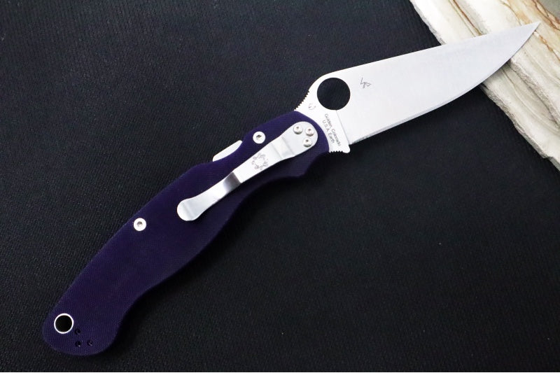 Spyderco Military 2 - CPM-S110V Steel / Satin Blade / Purple G-10 Handle C36GPDBL2 - Northwest Knives