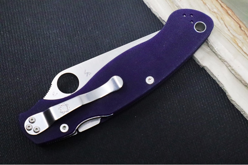 Spyderco Military 2 - CPM-S110V Steel / Satin Blade / Purple G-10 Handle C36GPDBL2