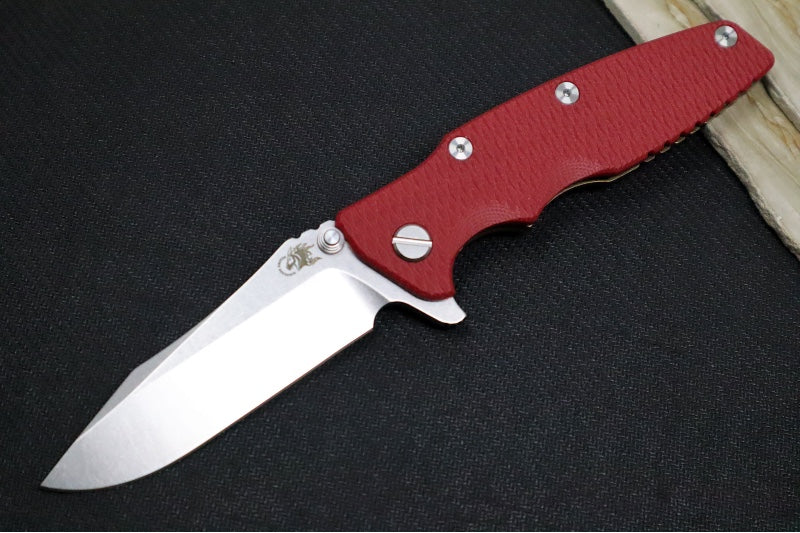 Rick Hinderer Knives Eklipse 3.5" - Spearpoint / Stonewashed Bronze Frame / Red G-10 / CPM-S45VN