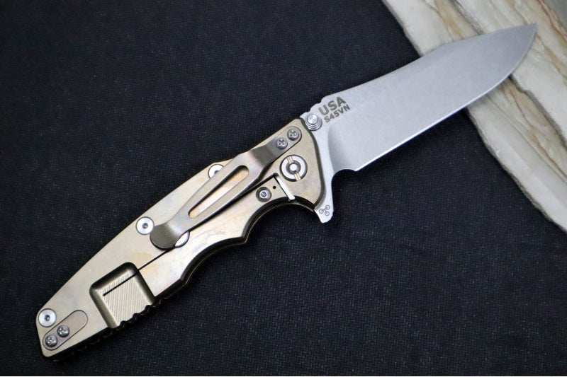 Rick Hinderer Knives Eklipse 3.5" - Spearpoint / Stonewashed Bronze Frame / Red G-10 / CPM-S45VN