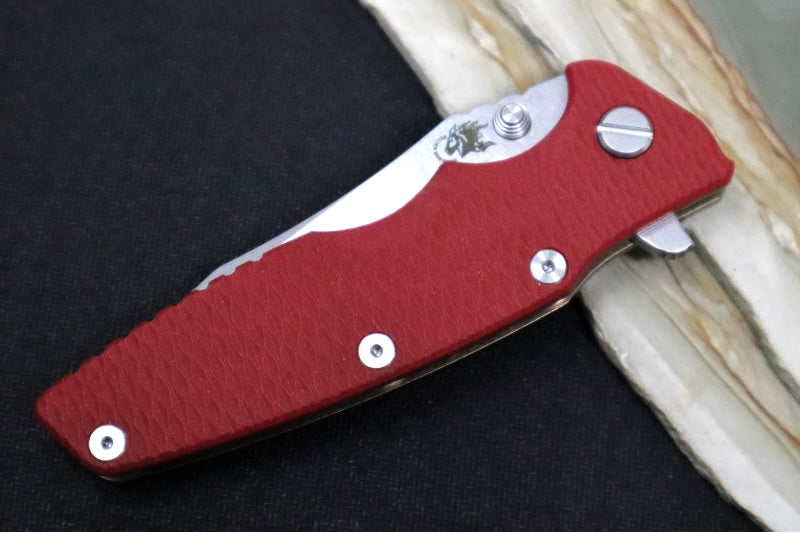 Rick Hinderer Knives Eklipse 3.5" - Spearpoint / Stonewashed Bronze Frame / Red G-10 / CPM-S45VN