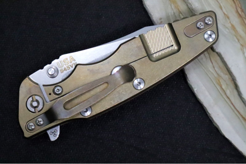 Rick Hinderer Knives Eklipse 3.5" - Spearpoint / Stonewashed Bronze Frame / Red G-10 / CPM-S45VN