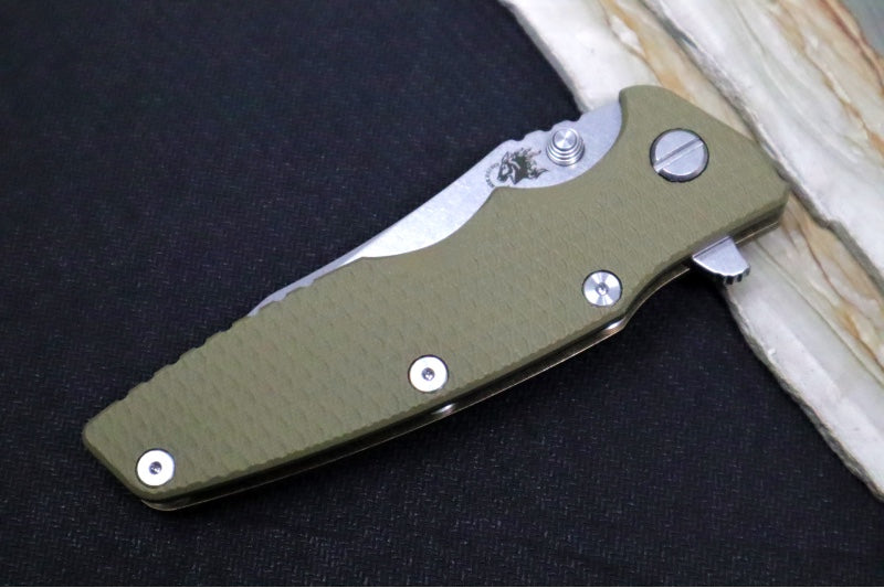 Rick Hinderer Knives Eklipse 3.5" - Spearpoint / Stonewashed Bronze Frame / OD Green G-10 / CPM-S45VN