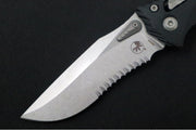 Microtech Amphibian Folder RAM-Lok - Drop Point with Partial Serrate / Fluted Black G-10 Handle 137RL-11FLGTBK - Northwest Knives