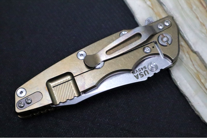 Rick Hinderer Knives Eklipse 3.5" - Spearpoint / Stonewashed Bronze Frame / OD Green G-10 / CPM-S45VN