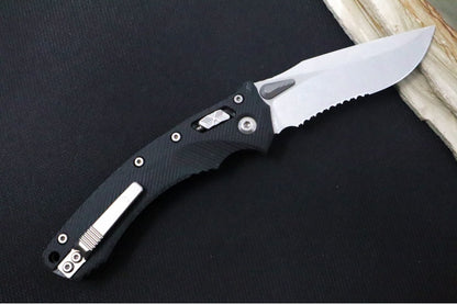 Microtech Amphibian Folder RAM-Lok - Drop Point with Partial Serrate / Fluted Black G-10 Handle 137RL-11FLGTBK