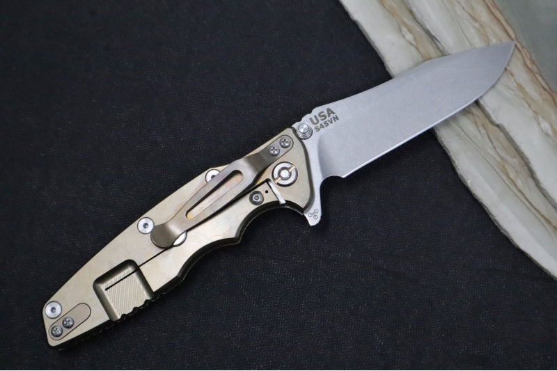 Rick Hinderer Knives Eklipse 3.5" - Spearpoint / Stonewashed Bronze Frame / Black G-10 / CPM-S45VN