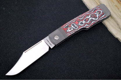 Jack Wolf Knives Sharpshooter Jack Slip Joint - Fat Carbon Snowfire Inlay / Bead Blasted Titanium Bolsters / CPM-S90V Steel