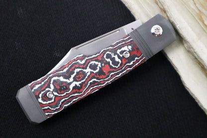 Jack Wolf Knives Sharpshooter Jack Slip Joint - Fat Carbon Snowfire Inlay / Bead Blasted Titanium Bolsters / CPM-S90V Steel