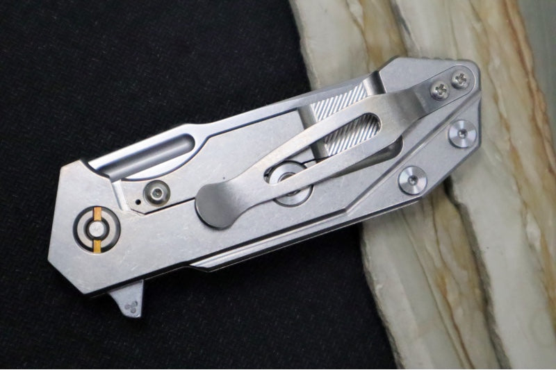 Rick Hinderer Knives Half Track - Slicer Blade / Stonewashed Frame / Red G-10 / CPM-Magancut Steel