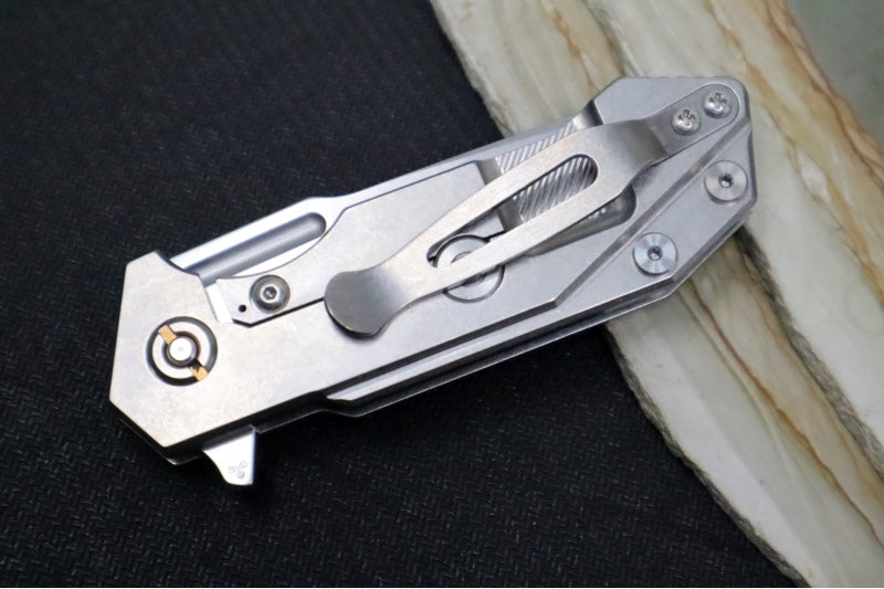 Rick Hinderer Knives Half Track - Slicer Blade / Stonewashed Frame / Black G-10 / CPM-Magancut Steel