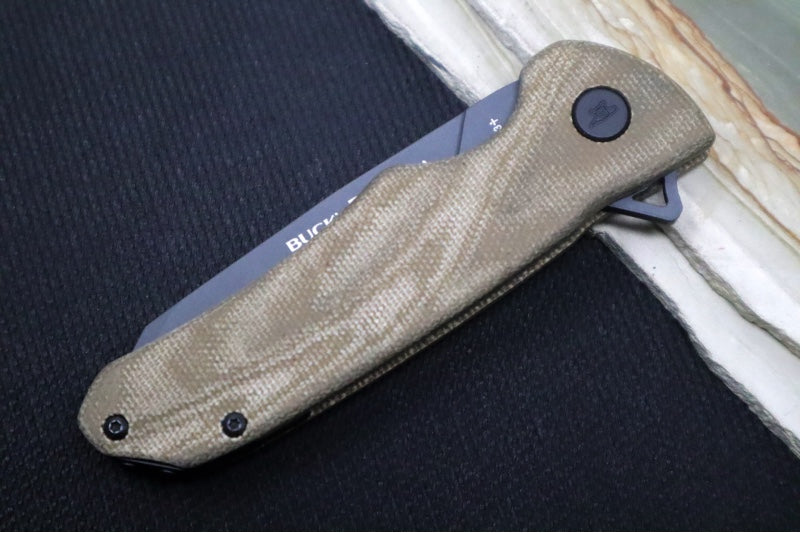Buck 843 Sprint Ops Flipper - Reverse Tanto Blade / CPM-S30V Steel / Green Canvas Micarta Handle 13440