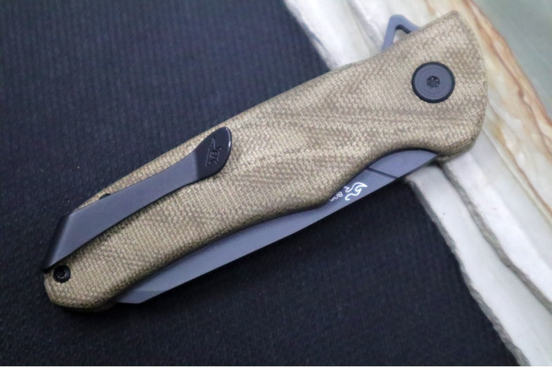 Buck 843 Sprint Ops Flipper - Reverse Tanto Blade / CPM-S30V Steel / Green Canvas Micarta Handle 13440