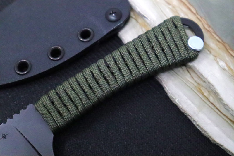 Garage Sale Toor Knives Merlin Woodland - Paracord Skeletonized Handle / Gut Hook