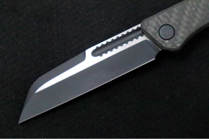Heretic Knives Jinn Slipjoint - Black Carbon Fiber Handle / Two-Toned Black Finished Blade / Sheepsfoot Style