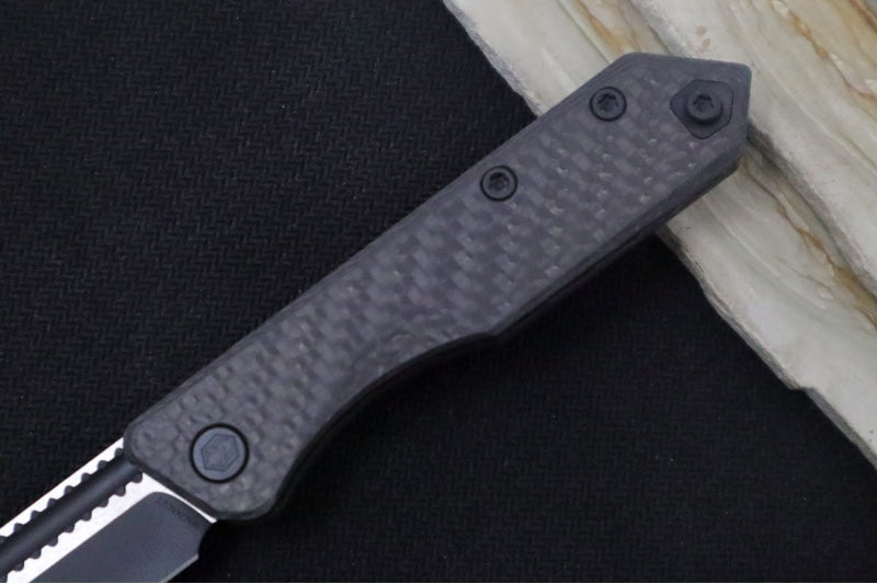 Heretic Knives Jinn Slipjoint - Black Carbon Fiber Handle / Two-Toned Black Finished Blade / Sheepsfoot Style